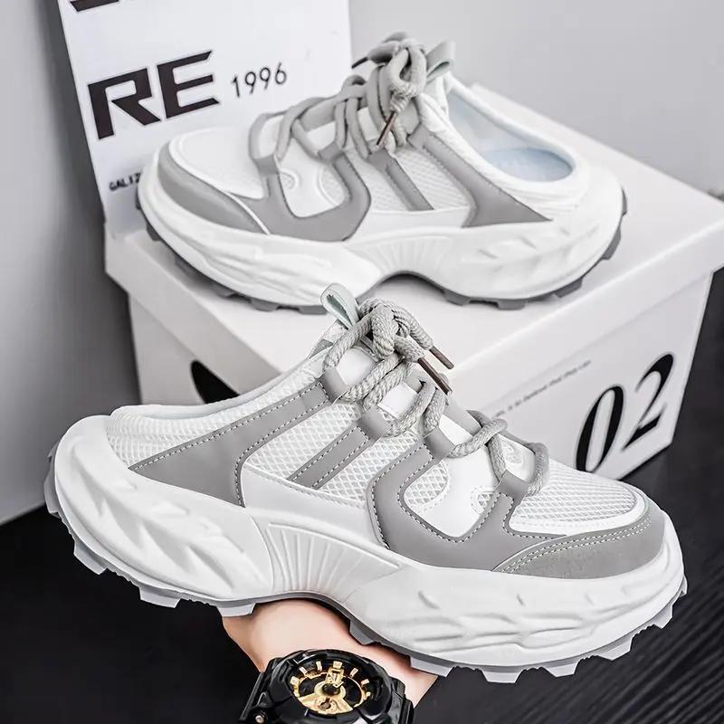 Slippers for Men Platform Half Shoes Outdoor Mules Mascullino Designer Luxury Original Low Price Rubber Adult Fun Sandals Man