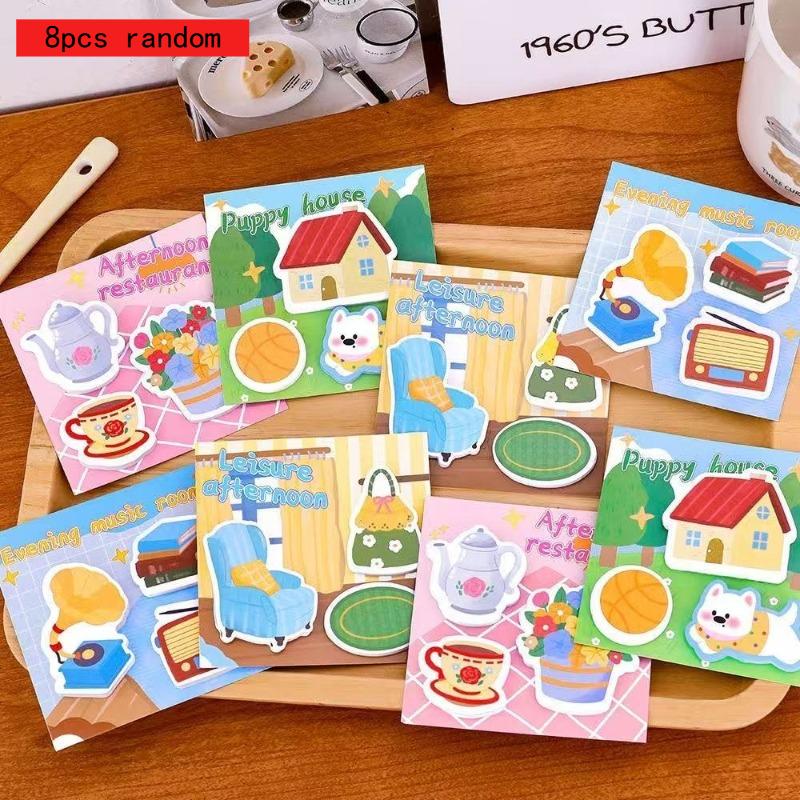 Lovely Creative Scene Sticky Notes with High Appearance and Cute Combination Collage Paper Stickers Student Kawai Stationery
