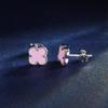 925 Sterling Silver Four Leaf Clover Purple Pine Stone Stud Earrings For Women Fashion Jewelry