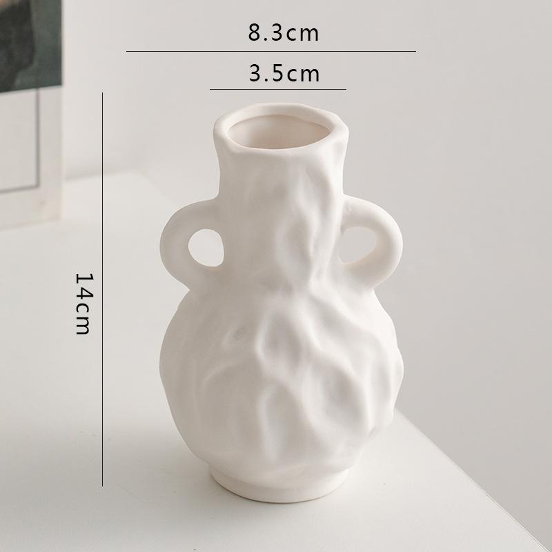 White ceramic decoration dried flowers flower vases living room flower arrangement dining table foyer decorations  home decor