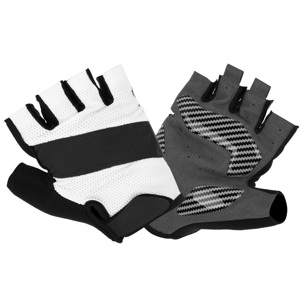 BOODUN Pair of Half Finger Riding Gloves Reflective Non Slip Hands Protect for Outdoor Sports Fitness(Black White M)