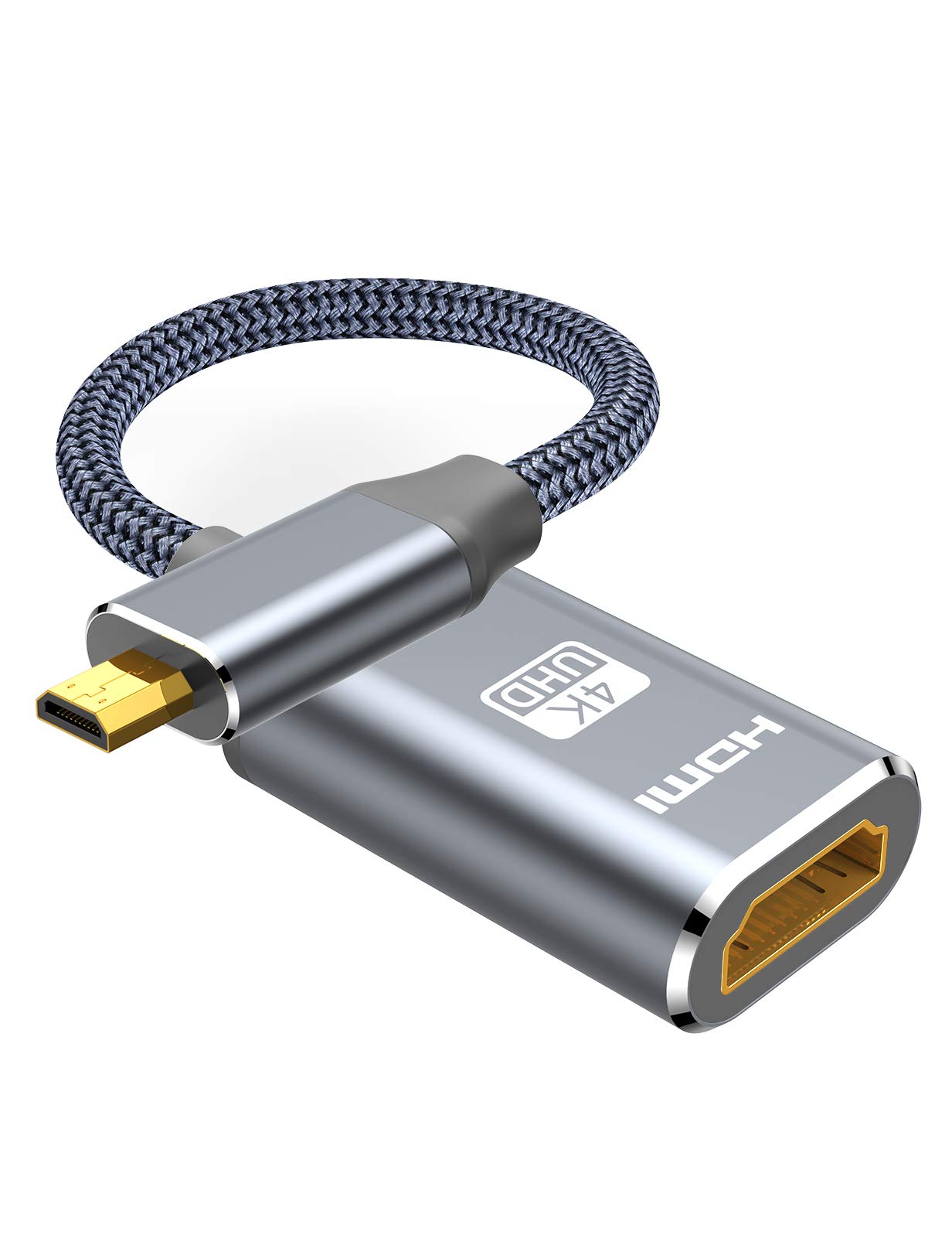 

Snowkids Micro HDMI to HDMI Cable 30cm Micro HDMI to HDMI Conversion Adapter Compatible with micro type D GoPro7 6 4K@60Hz 5/Transformer/Yoga etc. серый