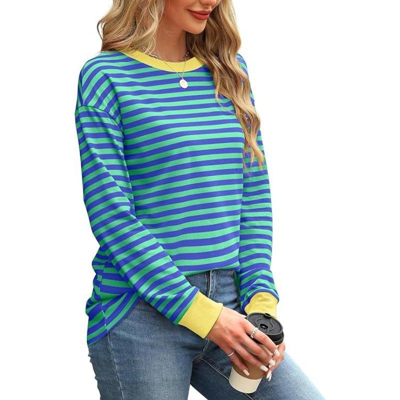 IHUASU Women's Fashion Casual O-Neck Long Sleeve Blouses & Shirts