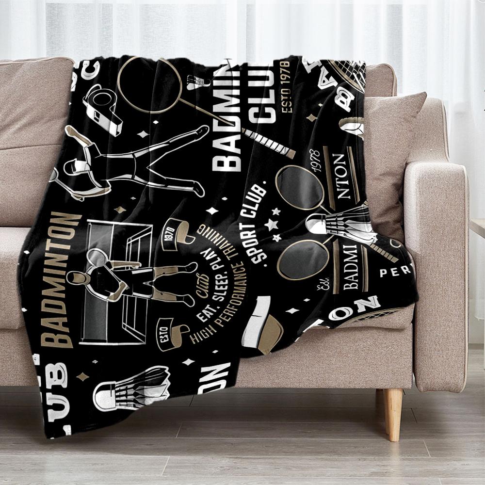 badminton Theme Printed Blanket - Perfect for Couch, Bed, Travel & Outdoor Use | Machine Washable, Cozy & Durable.