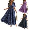 V Neck Floral Maxi Dress for Women Elegant A Line Sundresses for Women Spring Dresses for Women Vacation Outfits for Women