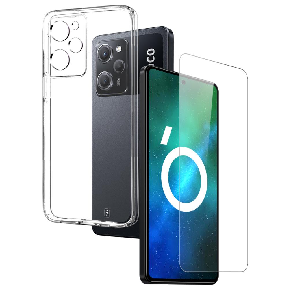 NORTHJO For Xiaomi Poco X5 Pro 5G/Redmi Note 12 Pro Speed 5G 2-in-1 Shockproof Protective TPU Phone Cover+HD Tempered Glass Screen Protector