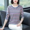 Women Plus Size Striped Long Sleeve T-Shirt O-Neck Cotton Loose Casual Fall Basic Base Top M-5XL