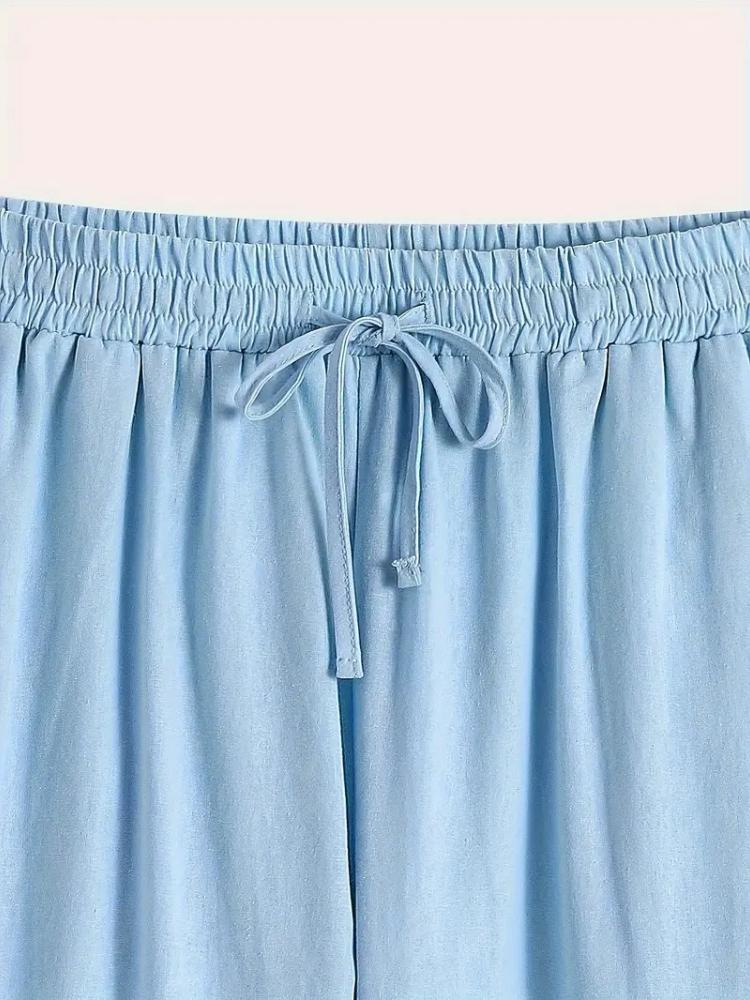2024 Women's Cotton Linen Pants Summer Loose Trousers Female Vintage Ankle-Length Wide Leg Trousers Fashion Office Ladies Bottom