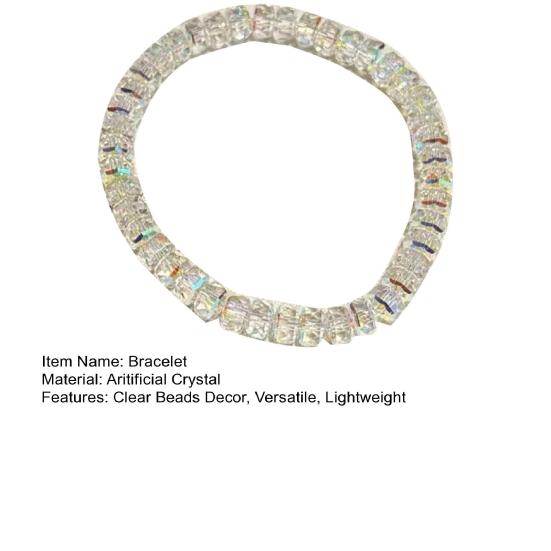 Women Bracelet Lightweight Elastic Rope Non-Fading Artificial Crystal Wristband Casual Formal Wear Jewelry Gift