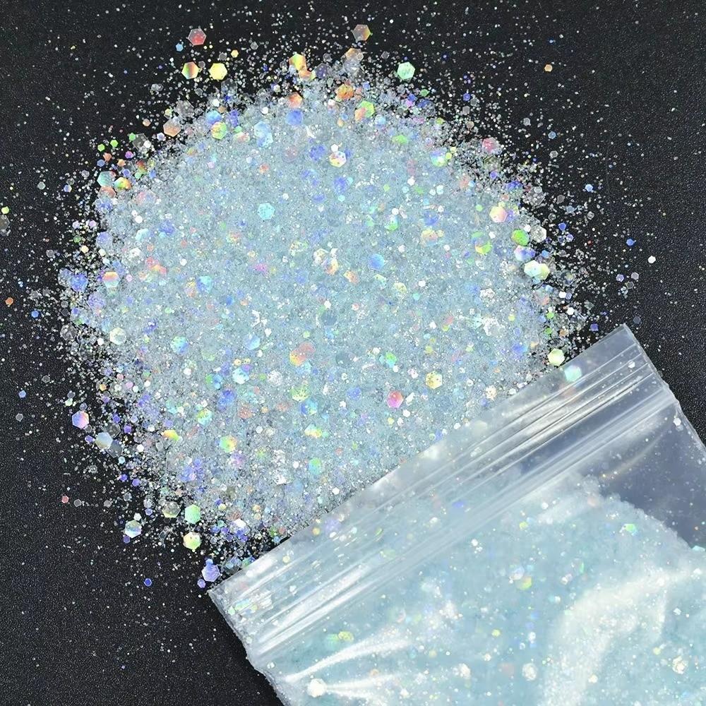 50G PET Nail Diamond Glitter Sequins Hexagon Holographic Glitter Glitter Powder Polish Decoration