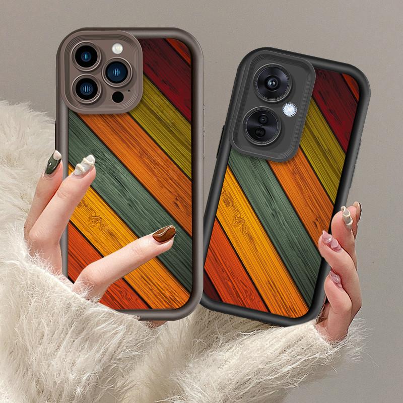 Rainbow Wooden Colorful Printed Fashion Case Flexible Soft Silicone TPU Shell Full Back Cover for iPhone Samsung