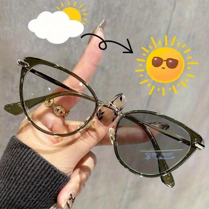 New Women s Retro Cat Eye Metal Frame Anti Blue Light Fashionable Decorative Glasses зелёный