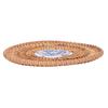 Blue and White Porcelain Coaster Round Woven Rattan Blue White Porcelain Cup Holder for Basil Cups Rattan Cups