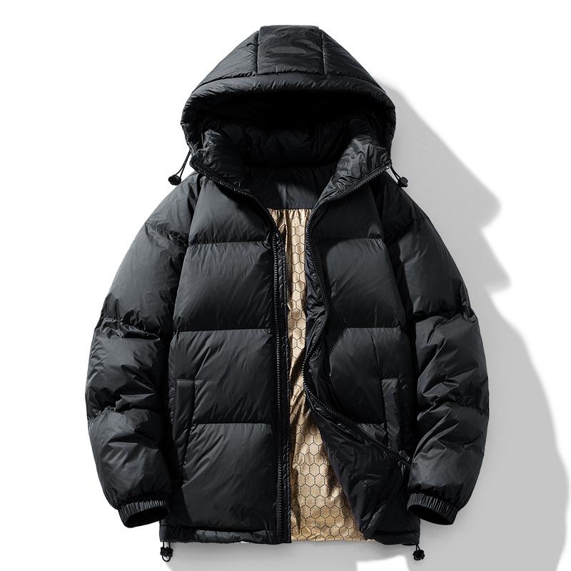 Winter Men's Down Jacket New White Goose Down Black Gold Hood Versatile Thickened Warm Winter Outdoor Windproof Jacket