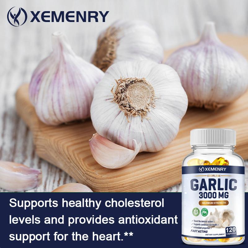 XEMENRY Odorless Pure Garlic Capsules, All-Natural, Boosts the Immune System, Suitable for Adults