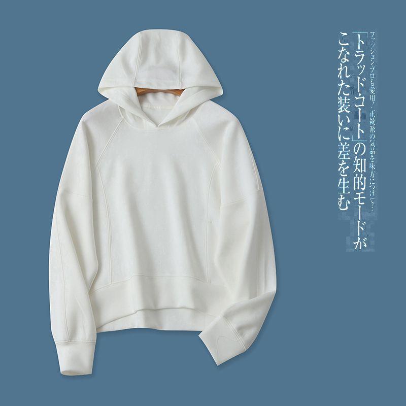 Air Layer Sweatshirt Spring & Fall New Arrival Foreign Trade Women's Clothing Fashion Casual Hooded Pullover Long Sleeves Pure Color Elastic 28758
