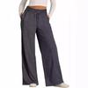 Spring Summer Women's Solid Color Casual Wide Leg Drawstring Elastic Waist Sweatpants