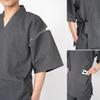 Morioru Shijira Woven Jinbei for Men, Size L, Gray [Cool 100% Cotton Jinbei for Men, Summer Loungewear, Gift]