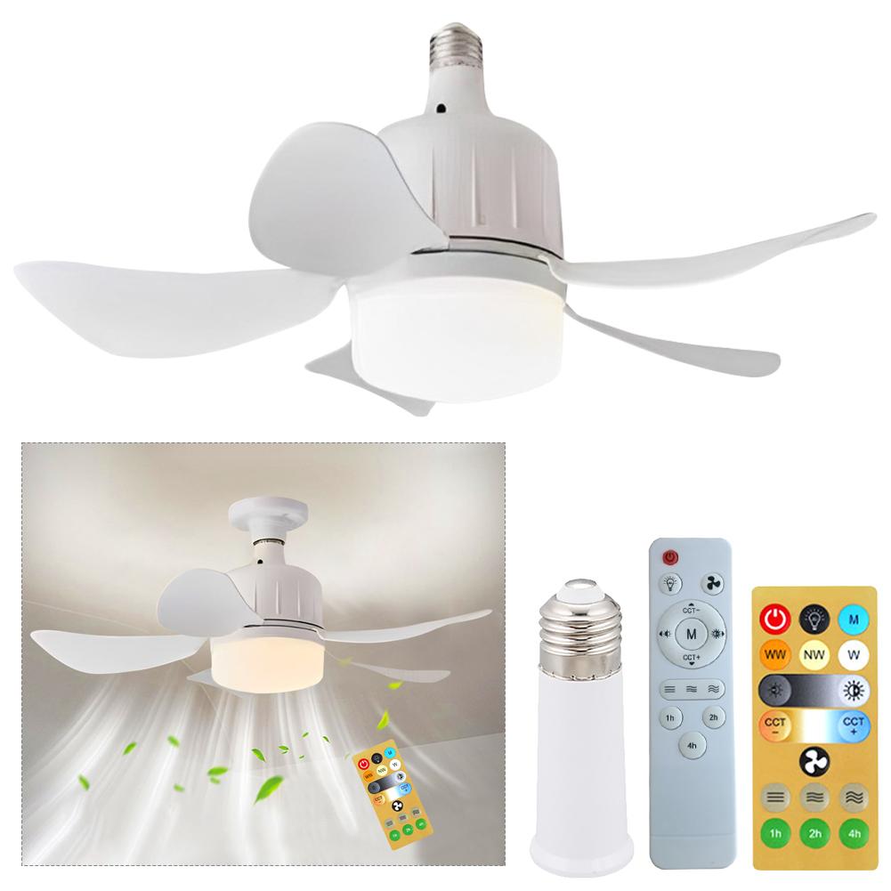 Ceiling Fan Light Lamp E27 Base Wireless Remote Control LED Bulb Ceiling Fan Replacement for Bedroom Living Room Kitchen Balcony