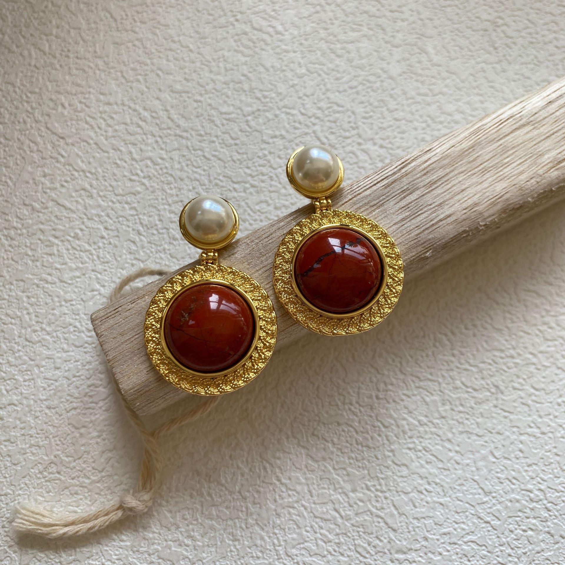 

Серьги из агата в стиле ретро, универсальные серьги класса люкс Sense, серебряные игольчатые серьги с винтажной средневековой маркировкой