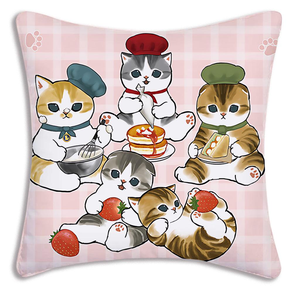 Fashion Luxury Cute Mofusand Cat Pillow Covers Cartoon Sofa Decorative Home Double-Sided Printing Short Plush Cute Cushion Cover