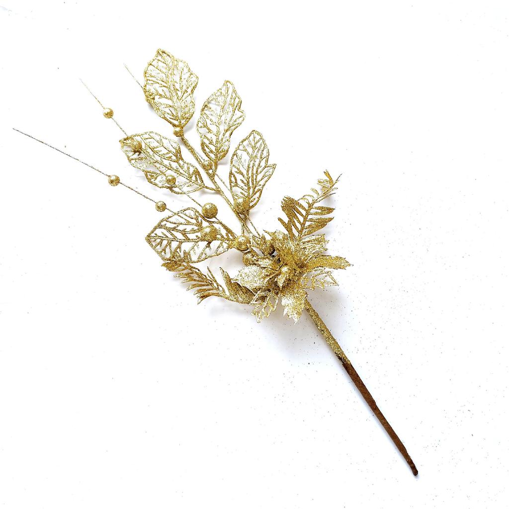 Golden Dust Lily Decorative Cuttings Christmas Tree Ambience Supplies Christmas Cuttings Gold Silver Simulation Branches