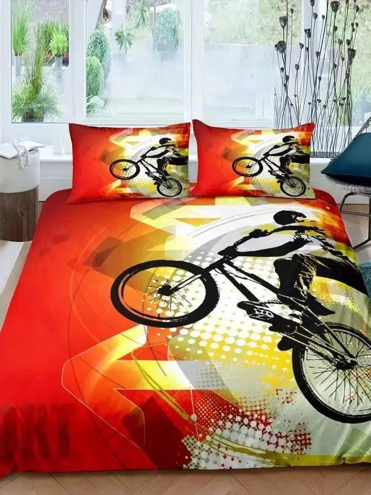 2026 NEW Bicycle Duvet Cover Set Microfiber Mountain Bike Comforter Cover Sport Game Tie Dye Pattern King Size Twin Bedding Set