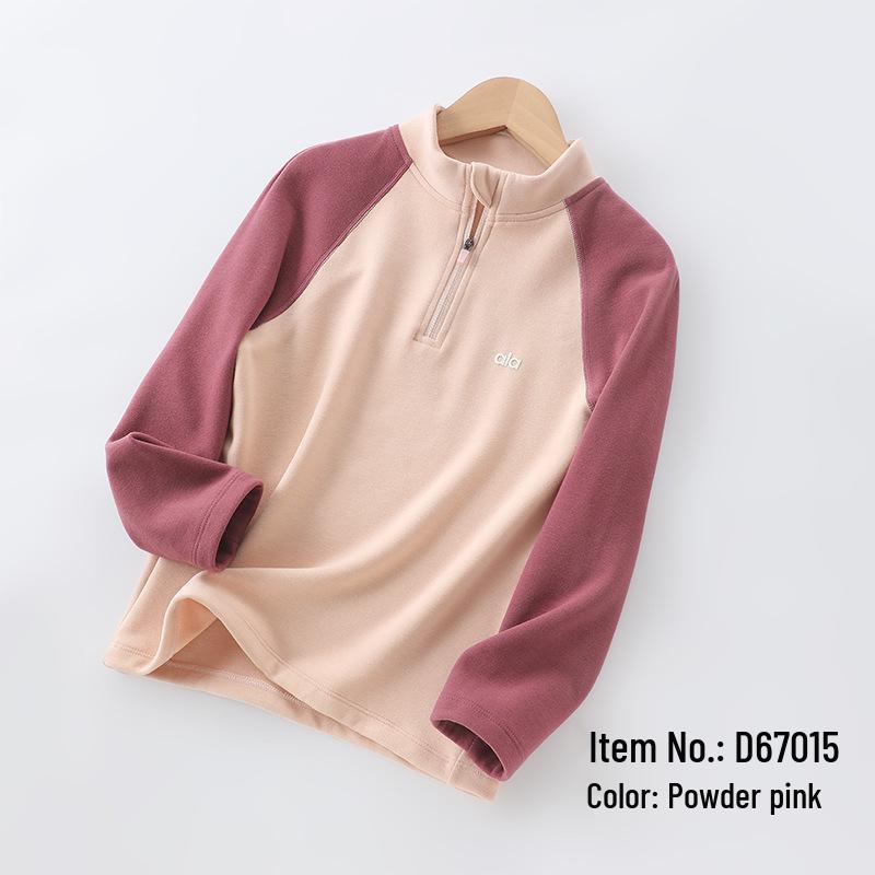 Boys' Stand-Collar Sports Tee, Girls' Soft Spring/Autumn Half-Zip Sweater, Warm Parent-Child Hoodie