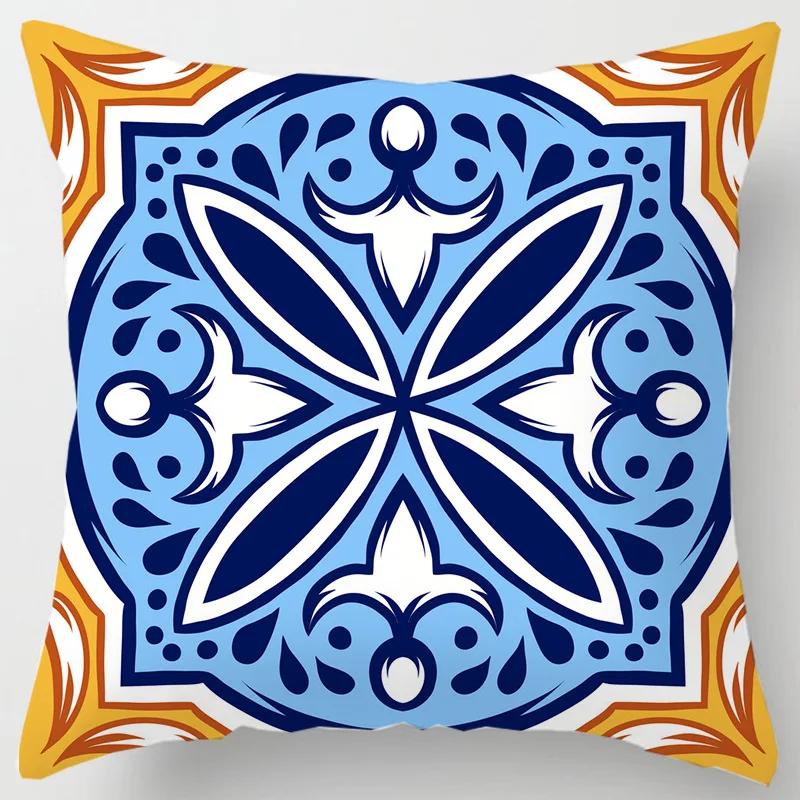 Colorful national floral antique porcelain print Pillowcase Comfortable sofa car Seat cushion cover Bohemian Hippie home decor