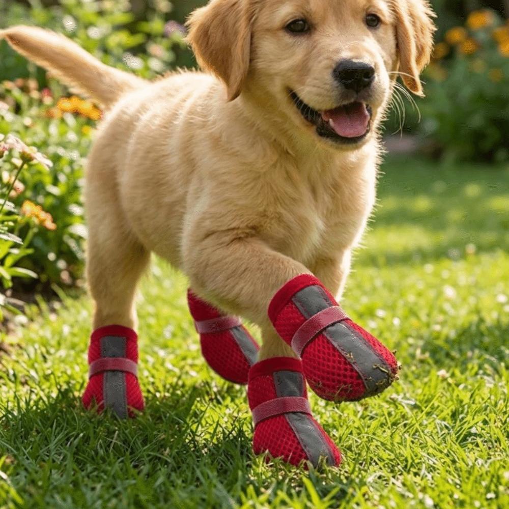 4PCS/SET Breathable Mesh Dog Shoes Non-slip Pet Paw Protector Dog Foot Covers Hot Pavement