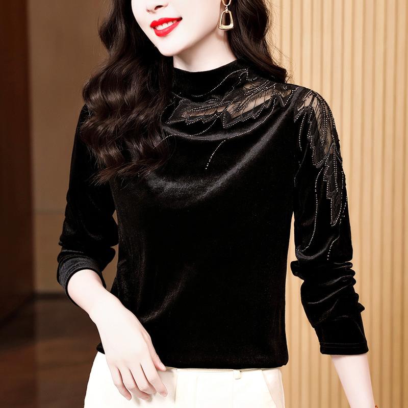 Autumn New Korean Version Fashion Slim-fit Semi-turtleneck T-shirt Long-sleeved Top Bottoming Shirt