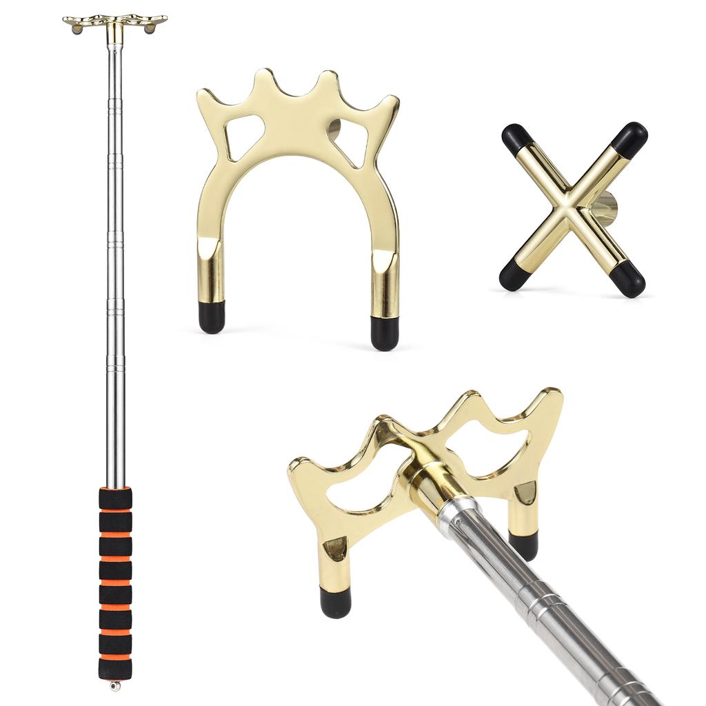 Einziehbarer Billard Queue Bridge Pool Queue Snooker Pool Bridge Stick mit 3 Abnehmbaren Messing-Bridgeköpfen