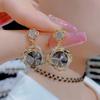 Zinc Alloy Zinc Alloy Needle Korean Fashion Crystal Earrings For Women Zircon 2025 Trending Luxury Women's Gold Color Flower Drop Earrings