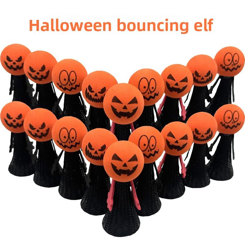 Mittelgroßer Halloween-Kürbis Hüpfender Elf Lustiges Fingerpuppen-Spielzeug für Kinder, Ideal für die emotionale und sensorische Entwicklung