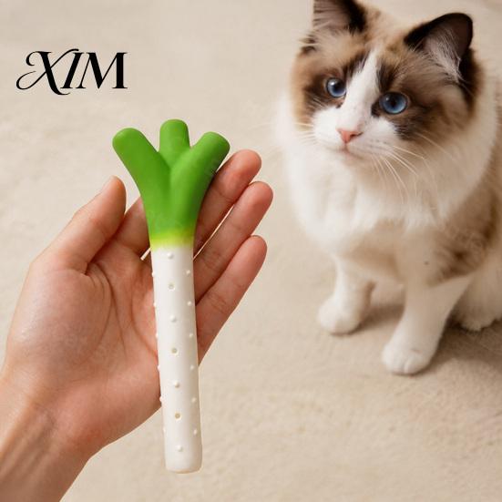 Interactive Cat Toys for Indoor Cats Silicone Scallion Toy, Kitten Chew Toy with Silver Vine And Crinkle Creative Teaser Pets Paper, Teeth