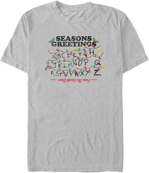 Netflix Stranger Things Men's Distressed Seasons Greeting Lights Graphic T-Shirt Unisex T-Shirt