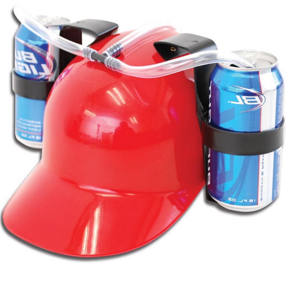 Casco per bevande Bere Birra cola Coke Soda Cappello da minatore Pigramente rilassato Cappello con cannuccia Festa di compleanno Fresco Unico Giocattolo Supporto per accessori Guzzler