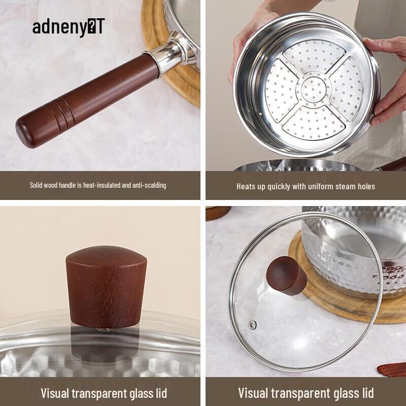 Adneny 430 Stainless Steel Yukihira Saucepan with Steamer