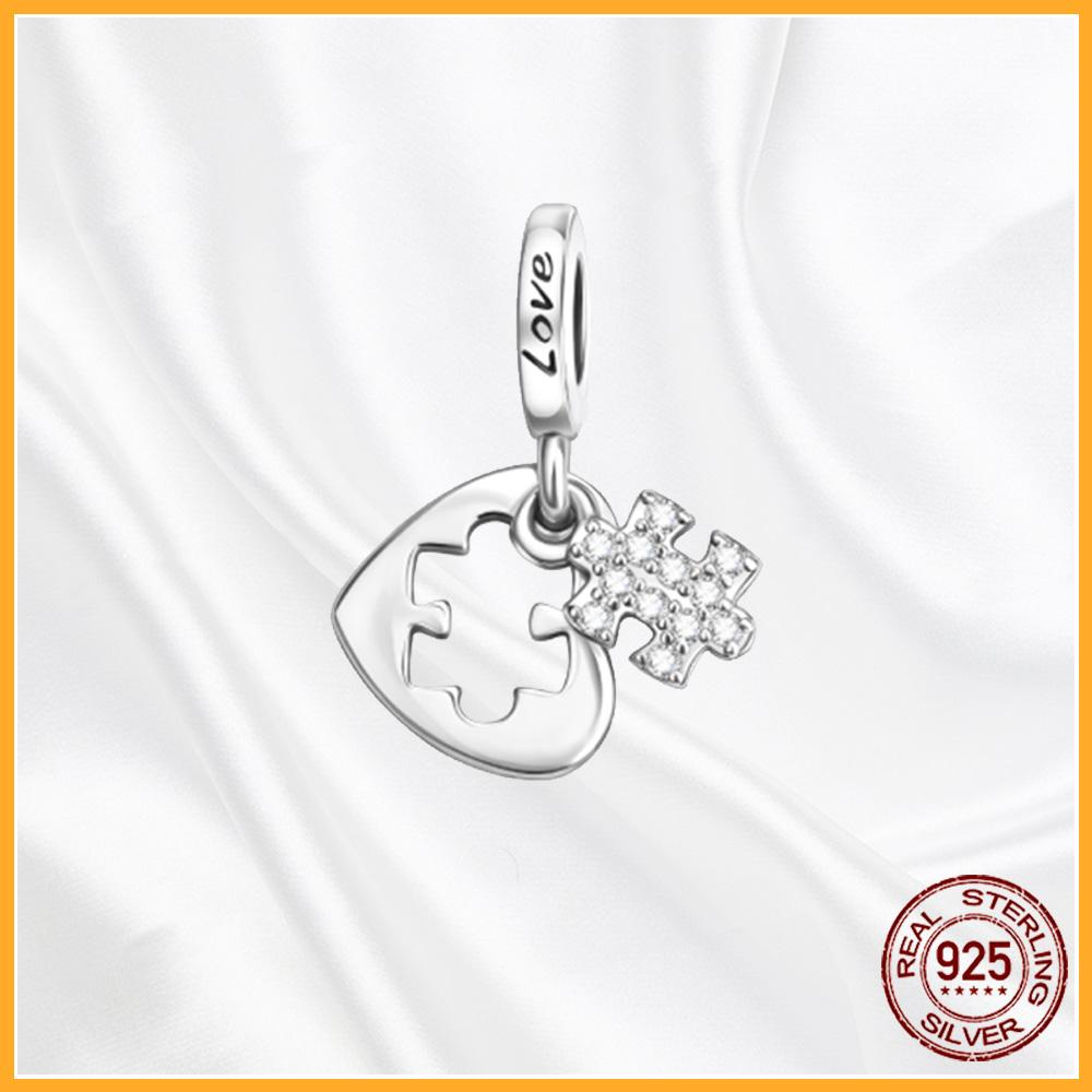 Authentic Fine Elegant Copper Dangle Charm Love Heart Sun and Moon Fits Genuine Bracelets Bead Pendants Jewellery