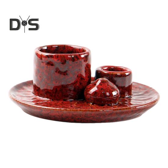 Palo Santo Halter 4-in-1 Keramik Räucherstäbchenhalter Kerzenhalter mit Aschefänger Lotus Schale Räucherbrenner für Stäbchen Salbei Räuchern Meditation Yoga