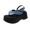 Black High-end with Skirt Platform Sandals Women's 2025 New Summer Wear Toe-increasing Roman Shoes