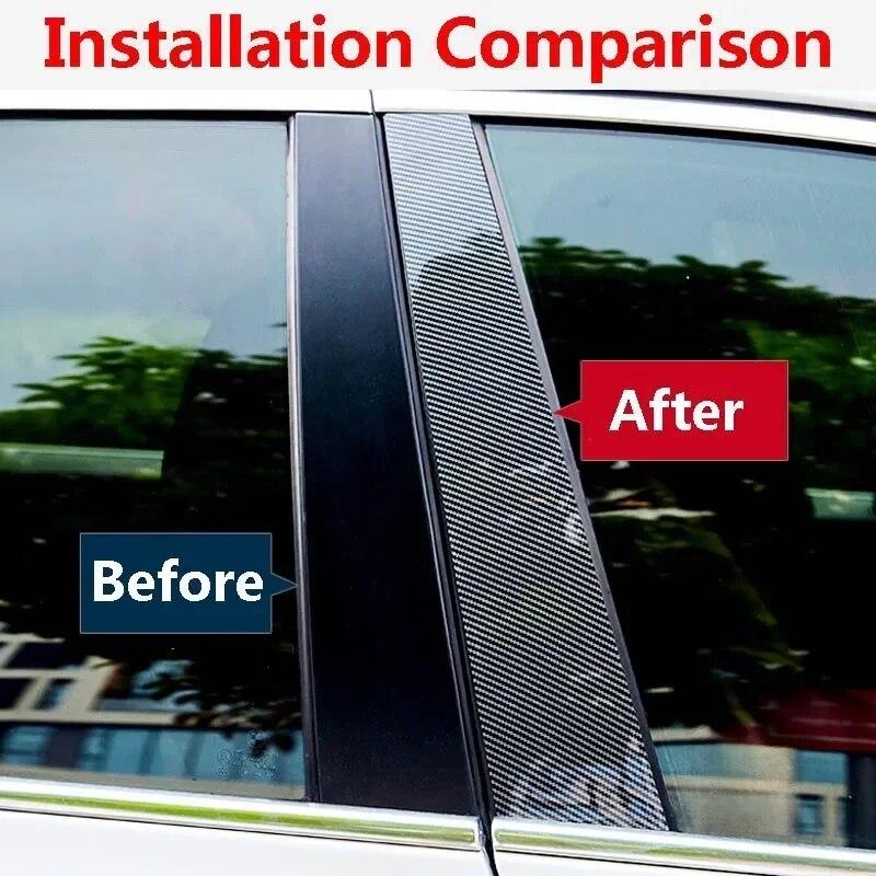 Car Door Window Pillar Posts Trim Carbon Fiber Black Stickers For BMW 5 Series E60 4DR 2003 2004 2005 2006 2007 2008 2009 2010