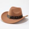 Overseas upturned top hat Western cowboy hat Tibetan felt hat Cow head grassland plateau ethnic style outdoor hat men