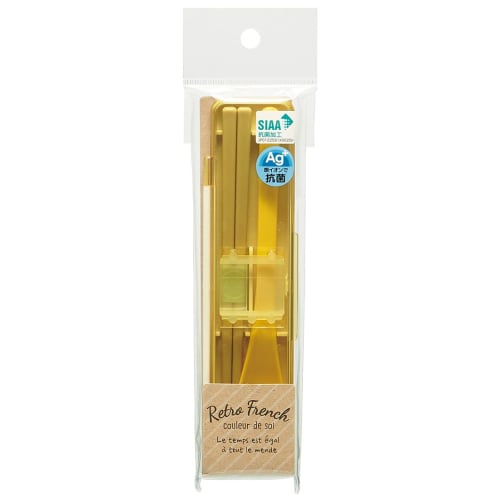 Skater Combi Set Chopsticks Spoon Set Silver Ion Ag+ Antibacterial Retro French Yellow Made In Japan 18cm CCS3SAAG