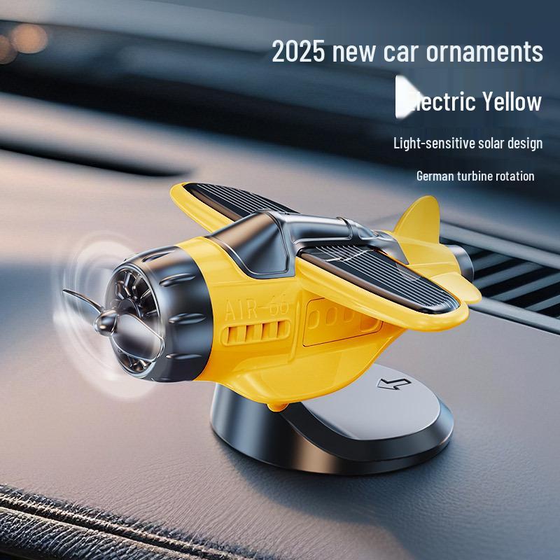 Solar-Powered Rotating Airplane Dashboard Ornament