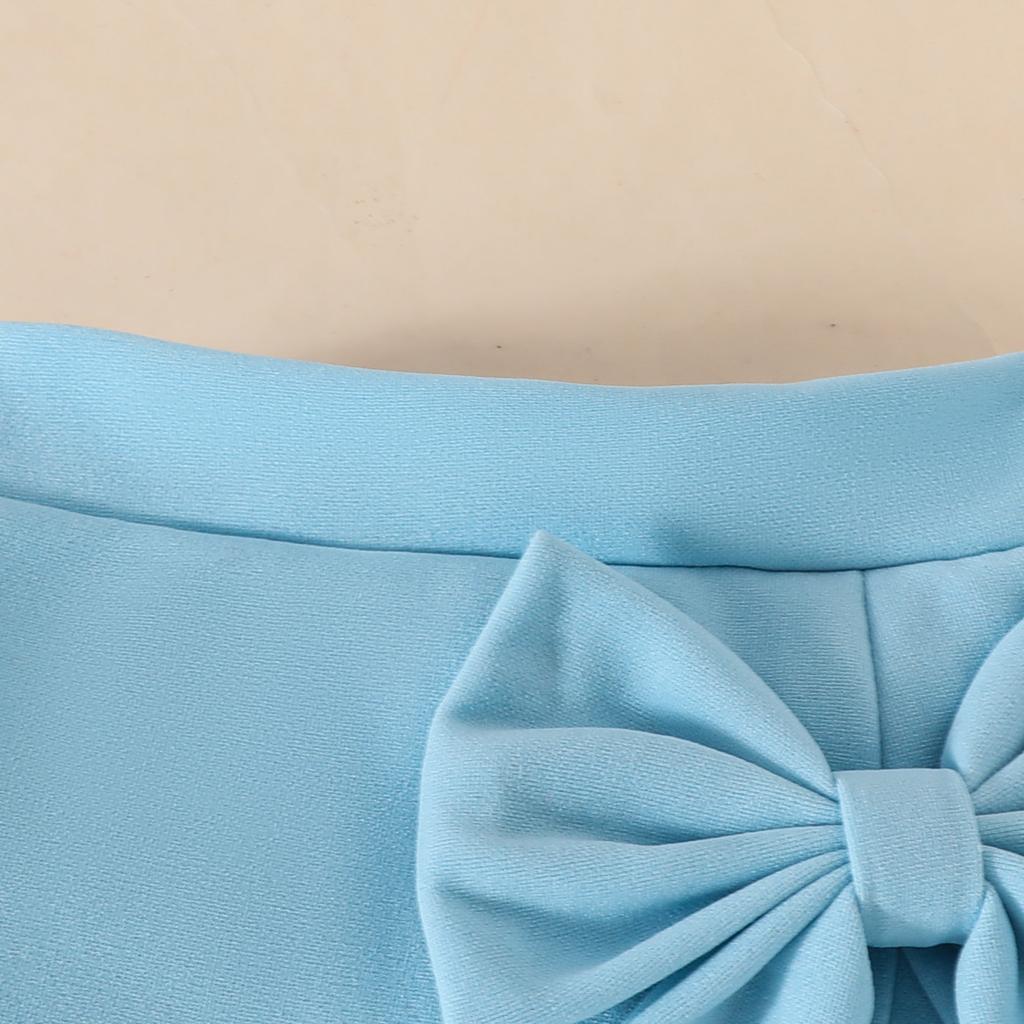 Conjunto de verão para meninas de 6 meses a 3 anos, blusa sem mangas + saia cor sólida com laço e bustiê