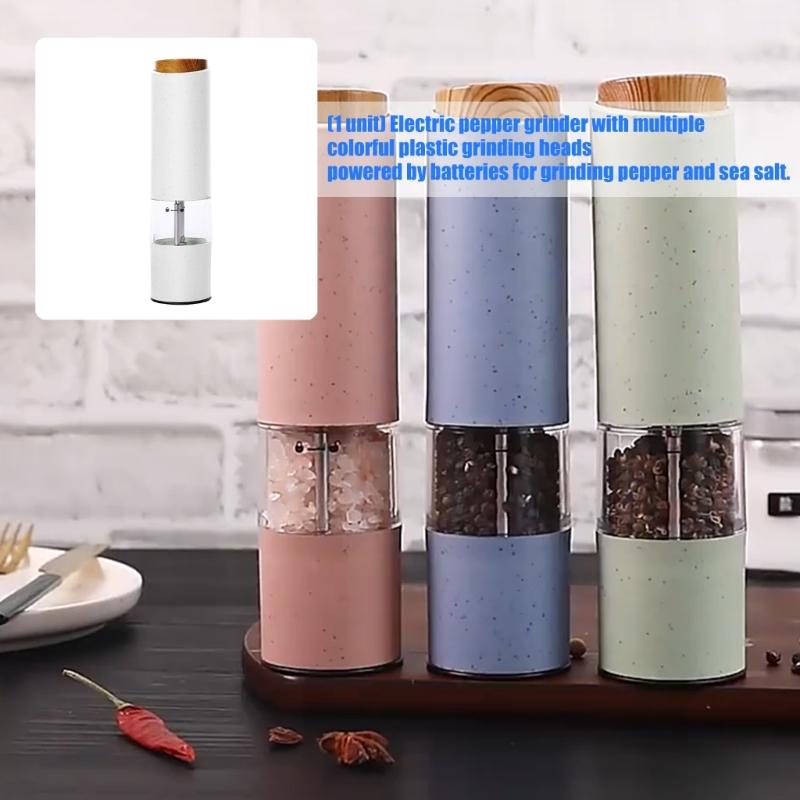 Electric Peppers Mill Battery Power Adjustable Grindings Setting Nonrust Steel Mechanism 4 Color Variants Kitchens