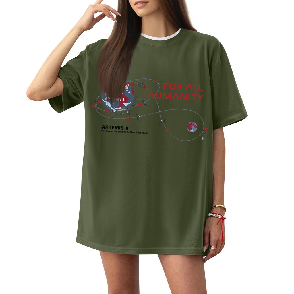 Women's Casual Printed T-Shirt Round Neck Pullover Short Sleeve Top