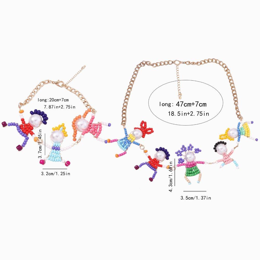 Beads Character Bracelet Pearl Cute Cartoon Necklace Fashion Childishness Jewelry Set  Party
