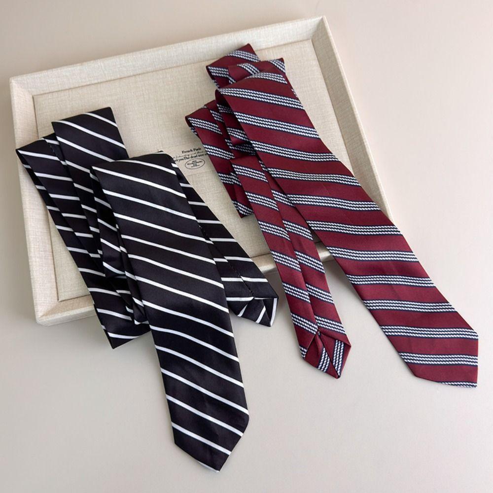 Simple Korean Striped Tie Printed Stripe JK Uniform Necktie Harajuku Style Y2K Shirt Tie Decoration JK Uniform Decoration